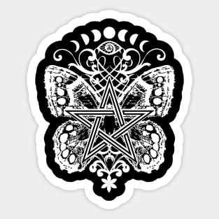 Mystical Pentagram Ornament Butterfly and Moons Sticker